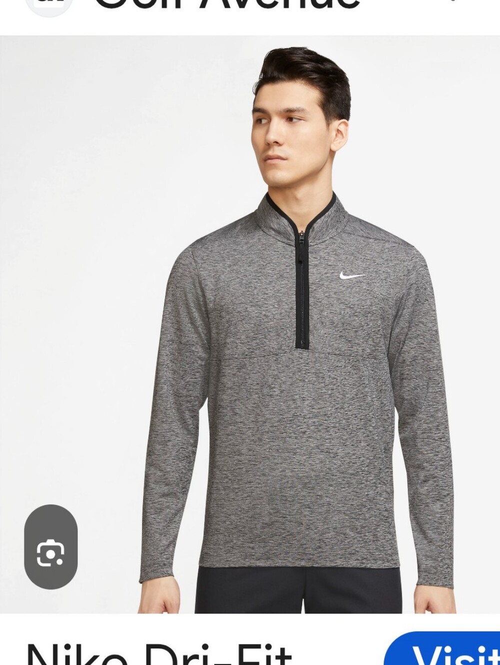Nike Heather Gray Long-Sleeve Quarter-Zip Performance Pullover Men's